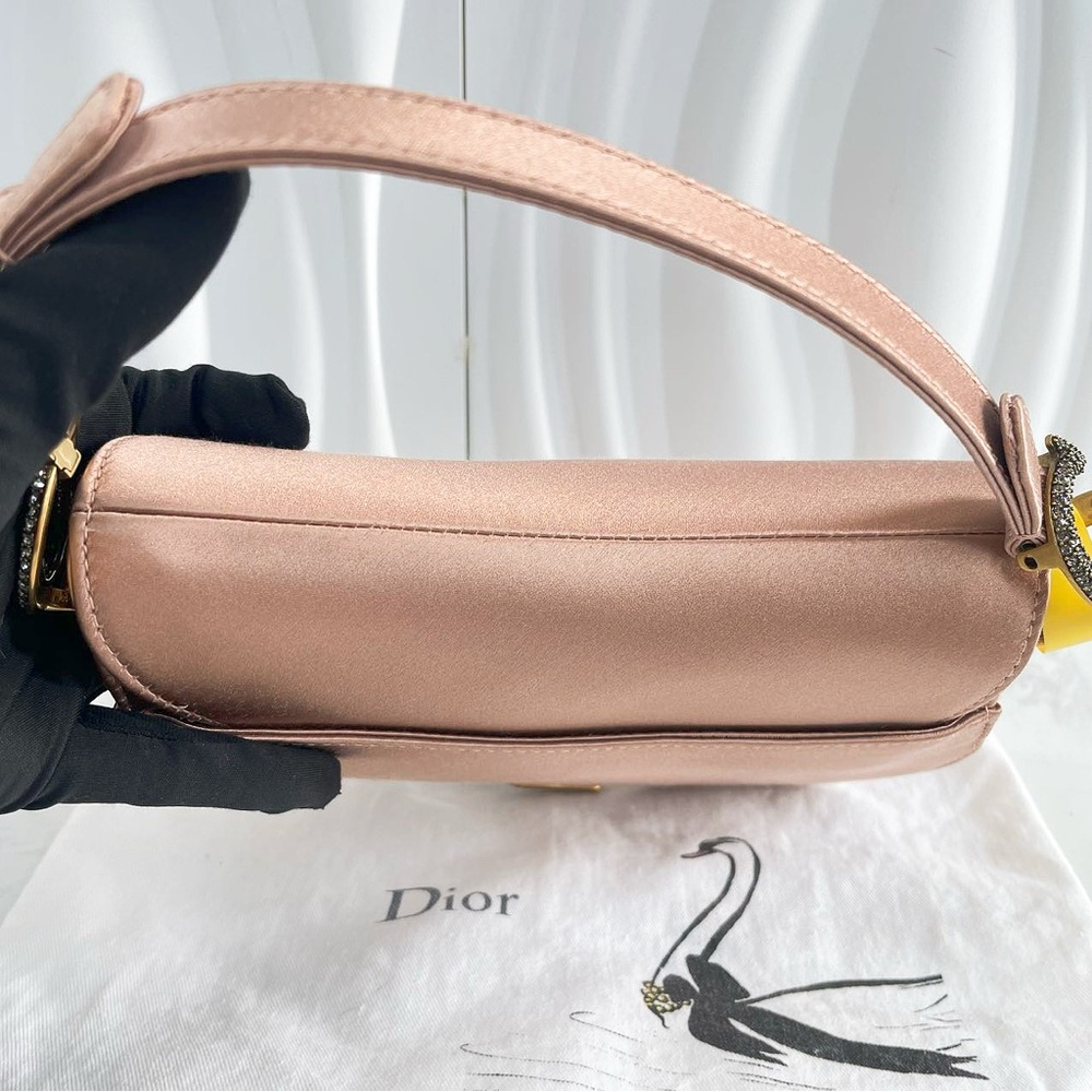 Dior Blush Satin Saddle Bag with Crystal Embellishment - Picture 3 of 11